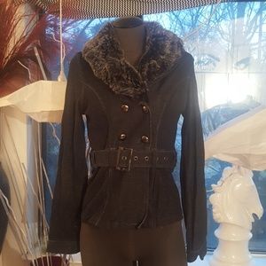 Wet Seal fake fur blue jacket lg